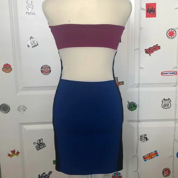 Motel Rocks color block strapless fitted mini party dress. NWOT!  Sz S - Picture 4 of 8